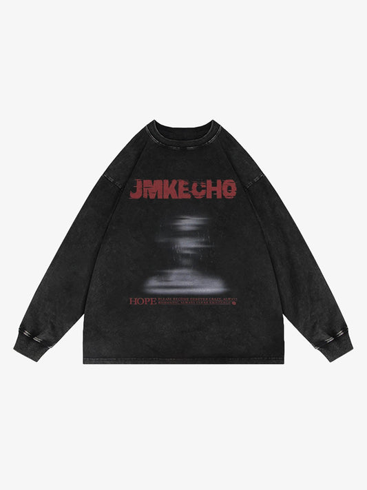 Thesupermade Blurred Silhouette Print Long Sleeve T-shirt 