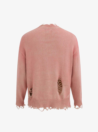 Distressed Ripped Two-Piece Oversized Pullover Sweater 
