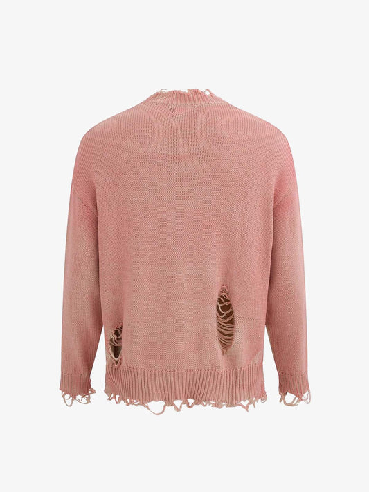 Distressed Ripped Two-Piece Oversized Pullover Sweater 