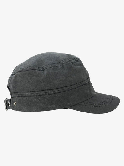 Washed Rivet Zipper Flat Top Cap 