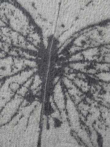Thesupermade Butterfly Jacquard  Knit Mock Neck Sweater 