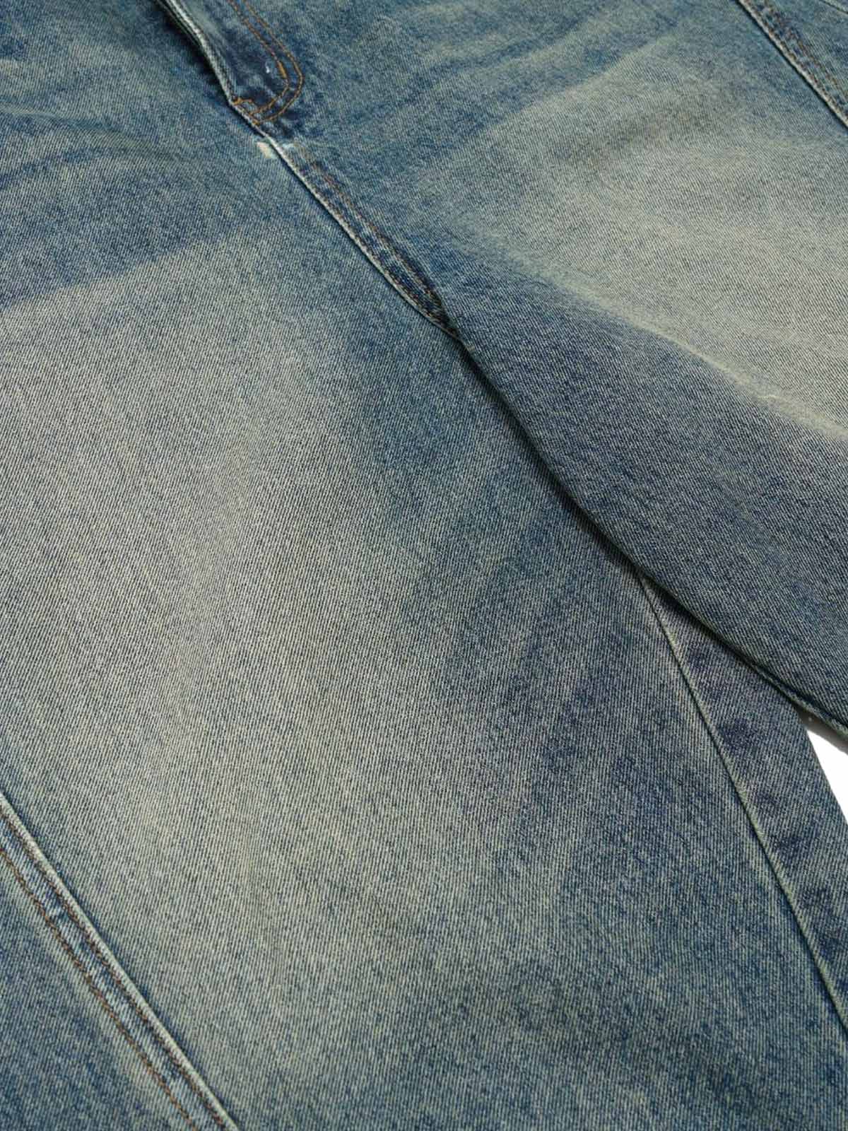 Washed Distressed Barrel Denim Jorts 