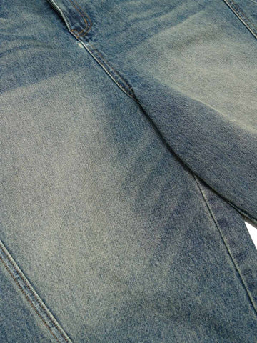 Washed Distressed Barrel Denim Jorts 