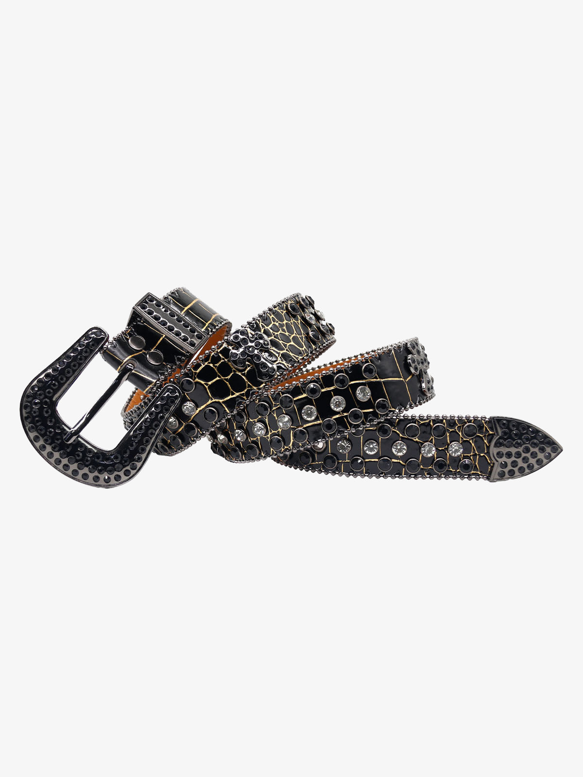 Punk Style Leather Hotflix  Rhinestone Belt 