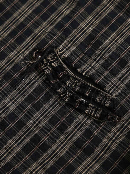 Distressed Plaid Short-Sleeve Shirt 