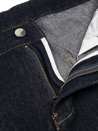 Washed Plaid Belt Barrel Jeans 