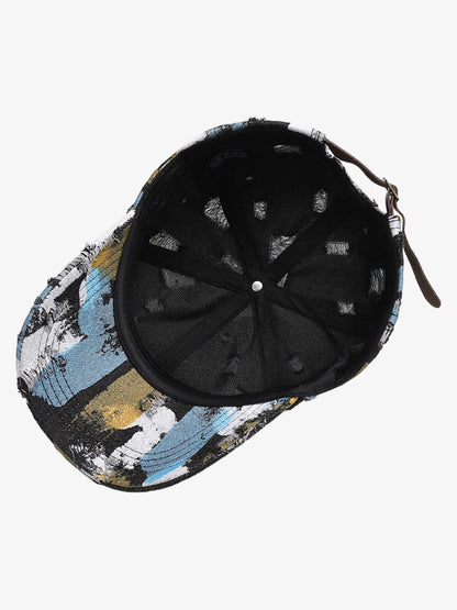Distressed Abstract Print Baseball Cap 