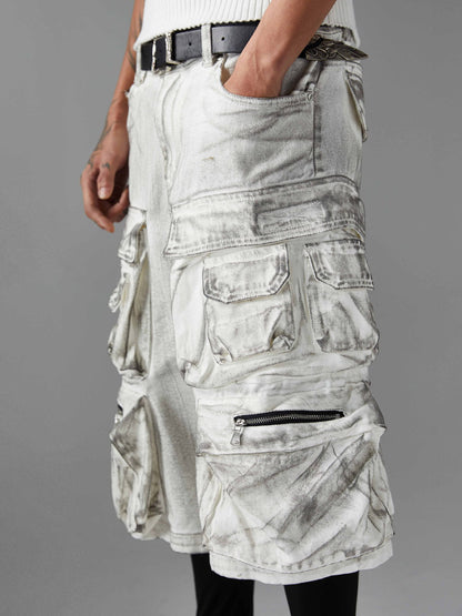 Distressed Multi-Pocket Cargo Shorts 