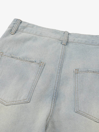 Thesupermade Vintage Washed Multi-pocket Work Jeans 