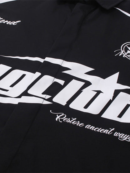 Racing Style Oversized Short Sleeve Shirt 