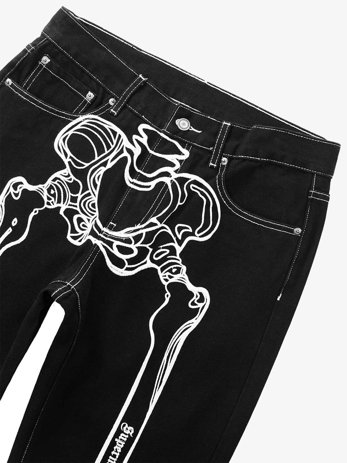Thesupermade Hip Hop Bones Embroidered Jeans - 1859 