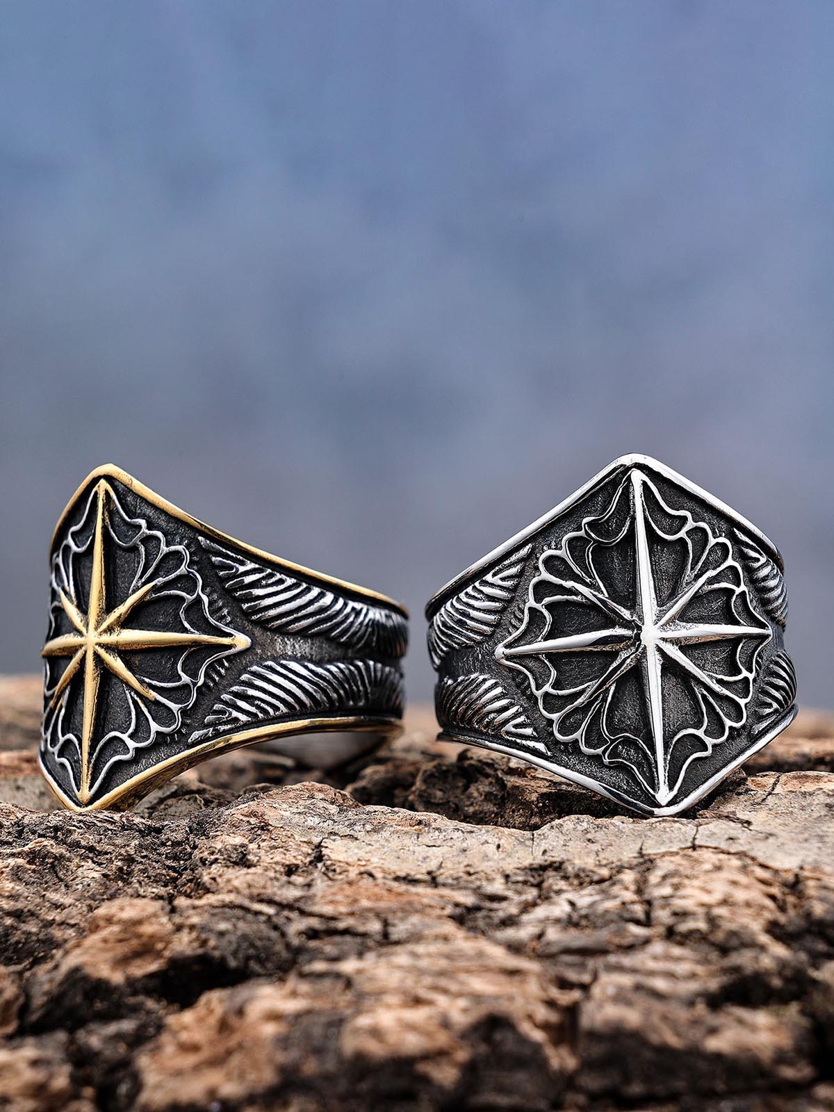 Star Engrave Steel Ring 