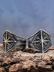 Star Engrave Steel Ring 