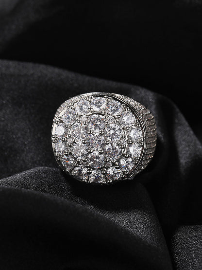 Floral Hotfix Rhinestone Copper Ring 