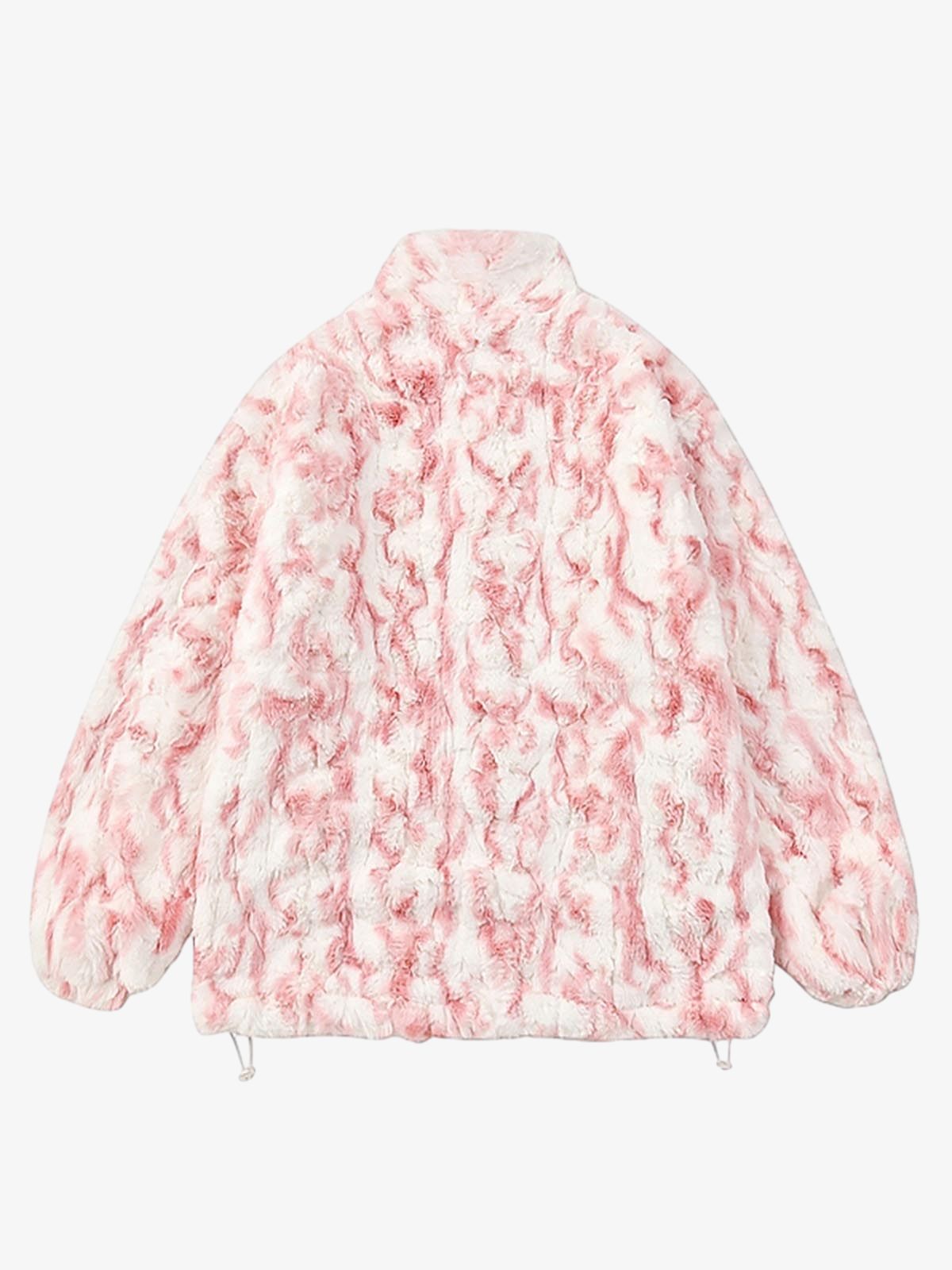 Tie-Dye Stand Collar Sherpa Jacket 