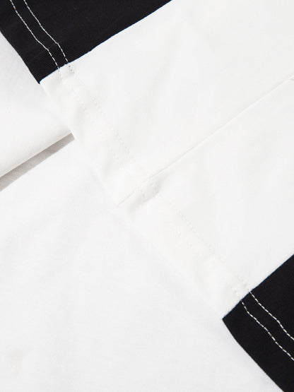 Thesupermade Star Color-Blocking Long Sleeve Quarter Zipper Shirt 