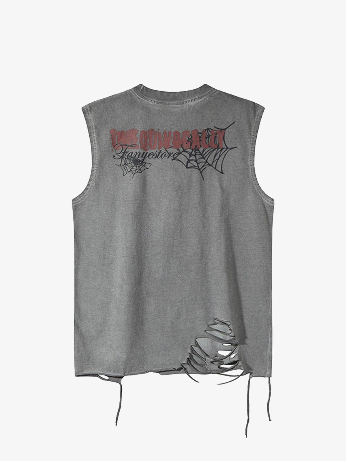 Raggedy Design Spider Web Graphic Vest - 2360 