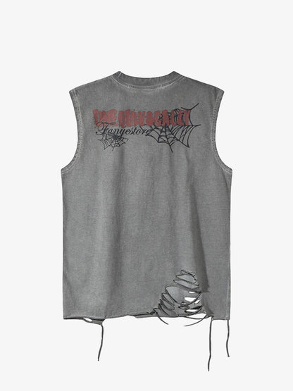 Raggedy Design Spider Web Graphic Vest - 2360 