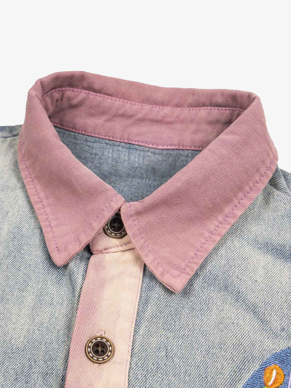 Embroidered Patch Denim Shirt 