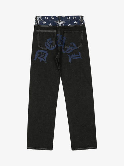 Thesupermade Petal Letter Straight Jeans 