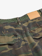 Woven Ripped Camouflage Cargo Baggy Pants - 2410 