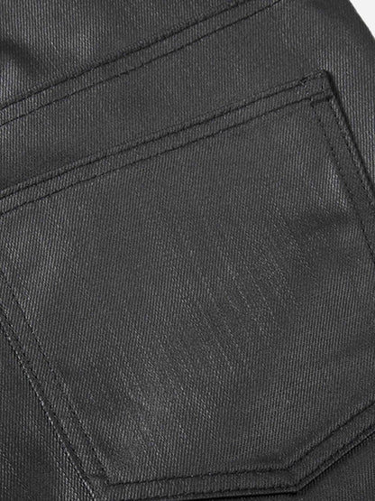 Thesupermade Retro Zipper Pocket Slim Straight Pants 