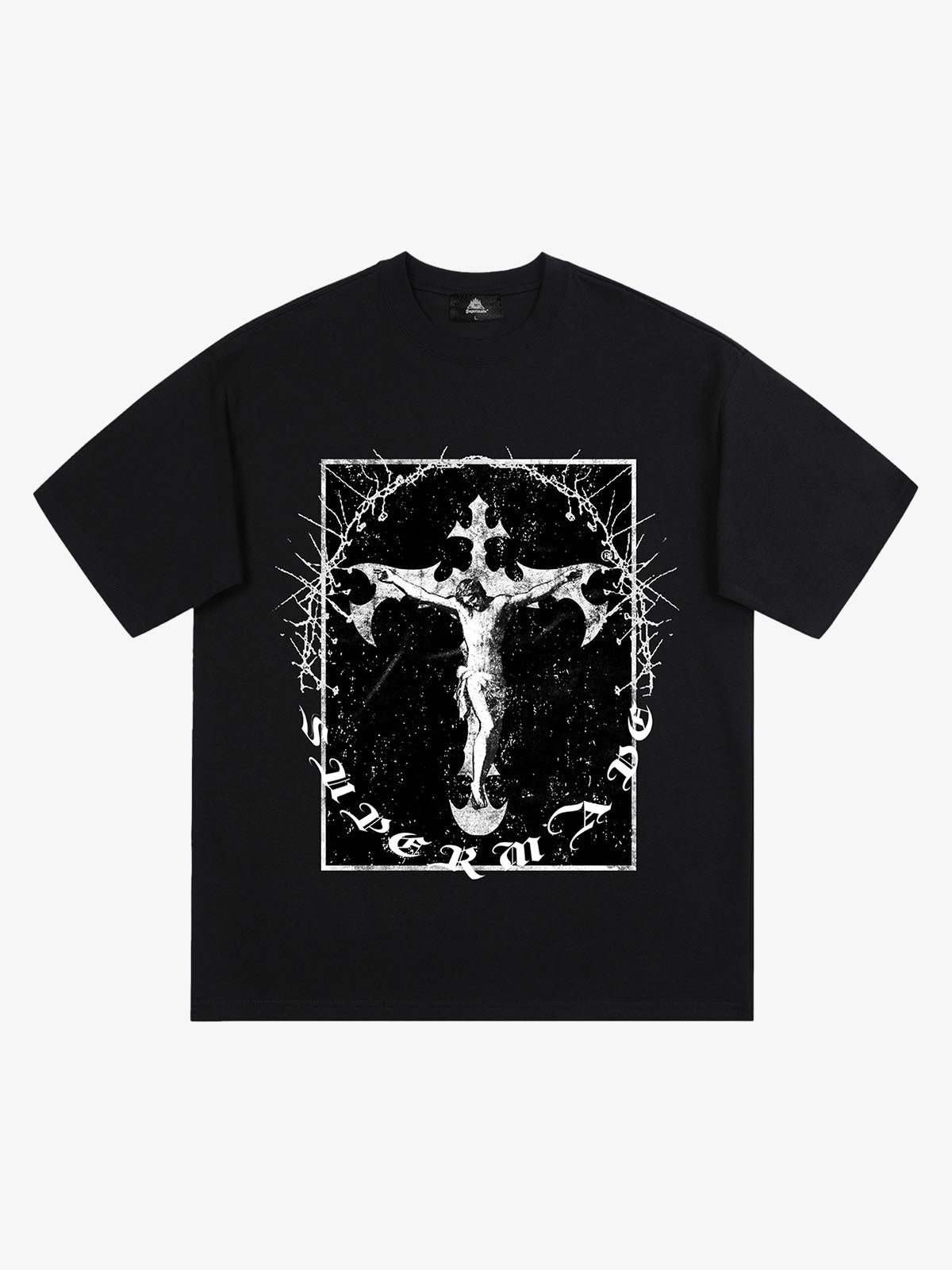 Thesupermade Retro Street Jesus Cross Print T-Shirt 