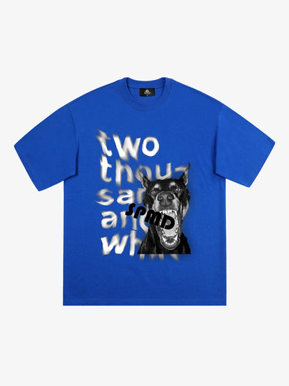 Thesupermade Fun Graffiti Letters Doberman Dog Print T-shirt 
