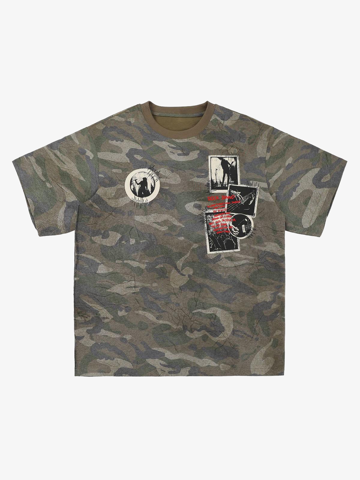 Camouflage Patchwork Graphic T-Shirt 