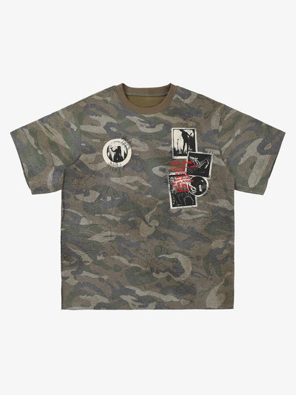 Camouflage Patchwork Graphic T-Shirt 