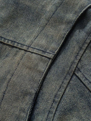 Thesupermade High Street Hip-hop Distressed Washed Denim Jacket - 2242 