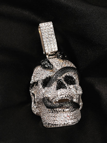 Skull Snake Zircon Copper Necklace 