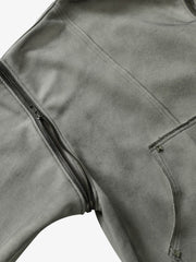 Street Washed Distressed Stitching Rivet Hooded Jacket 