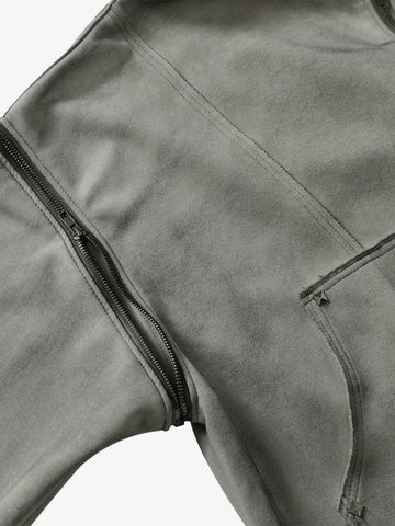 Street Washed Distressed Stitching Rivet Hooded Jacket 