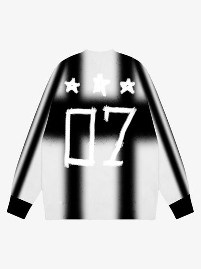 Thesupermade Color Contrast Print Long Sleeve Jersey T-shirt - 2307 
