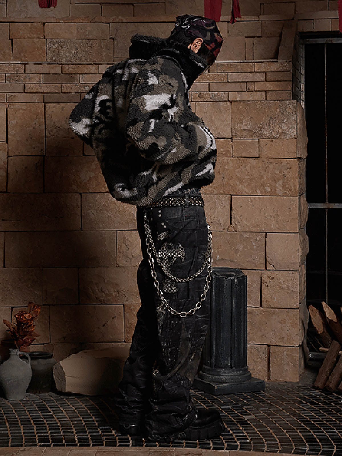 Thesupermade Full Cross Stitching Leather Flare Jeans 