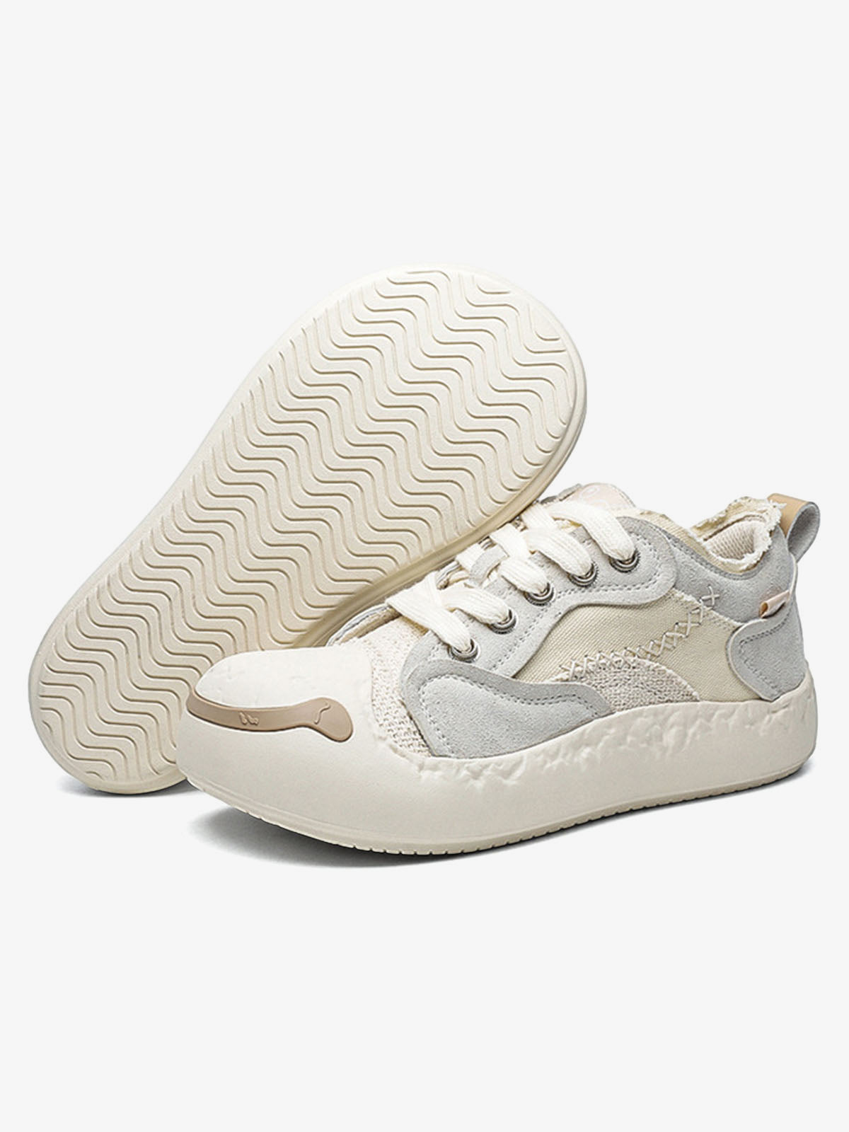 Fun Big Toe Leather Spliced Sneakers 