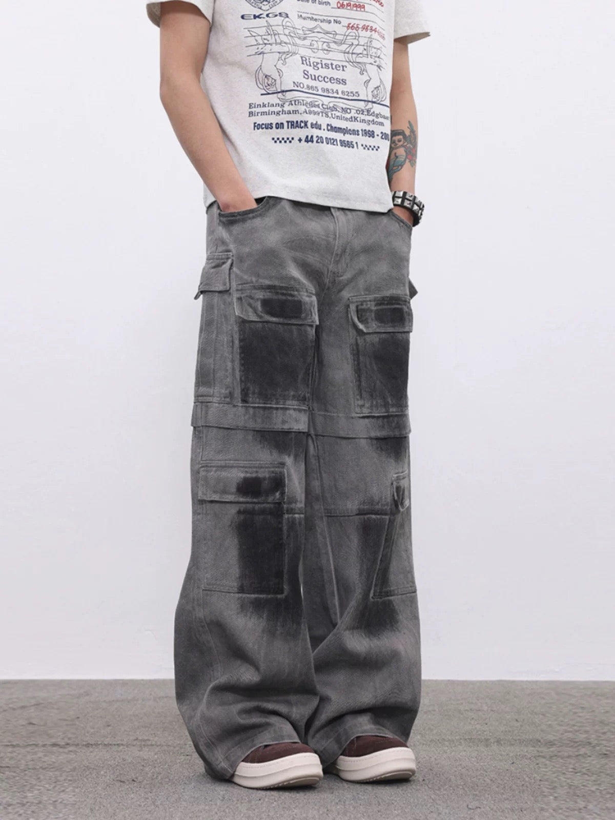 Thesupermade High Street Hip Hop Distressed Washed Work Jeans 