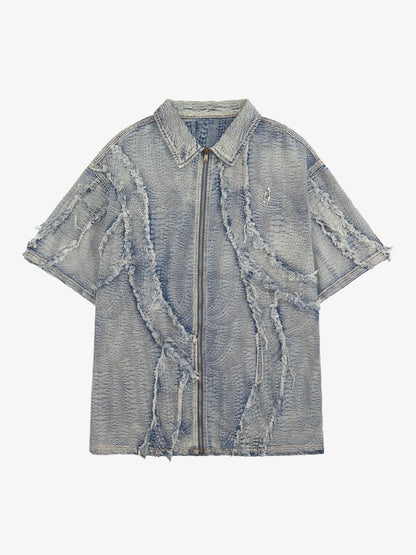 Washed Raw Edge Denim Shirt - 2064 