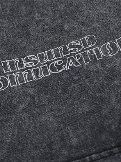 Distressed Embroidered Denim Collar Polo Shirt 