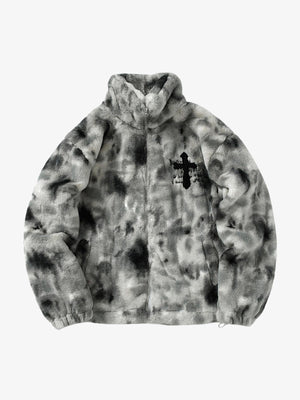Heavy-Duty Faux Lambswool Tie-Dye Urban Jacket - 1558 