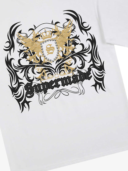 Crown Print Studded Short Sleeve T-shirt 