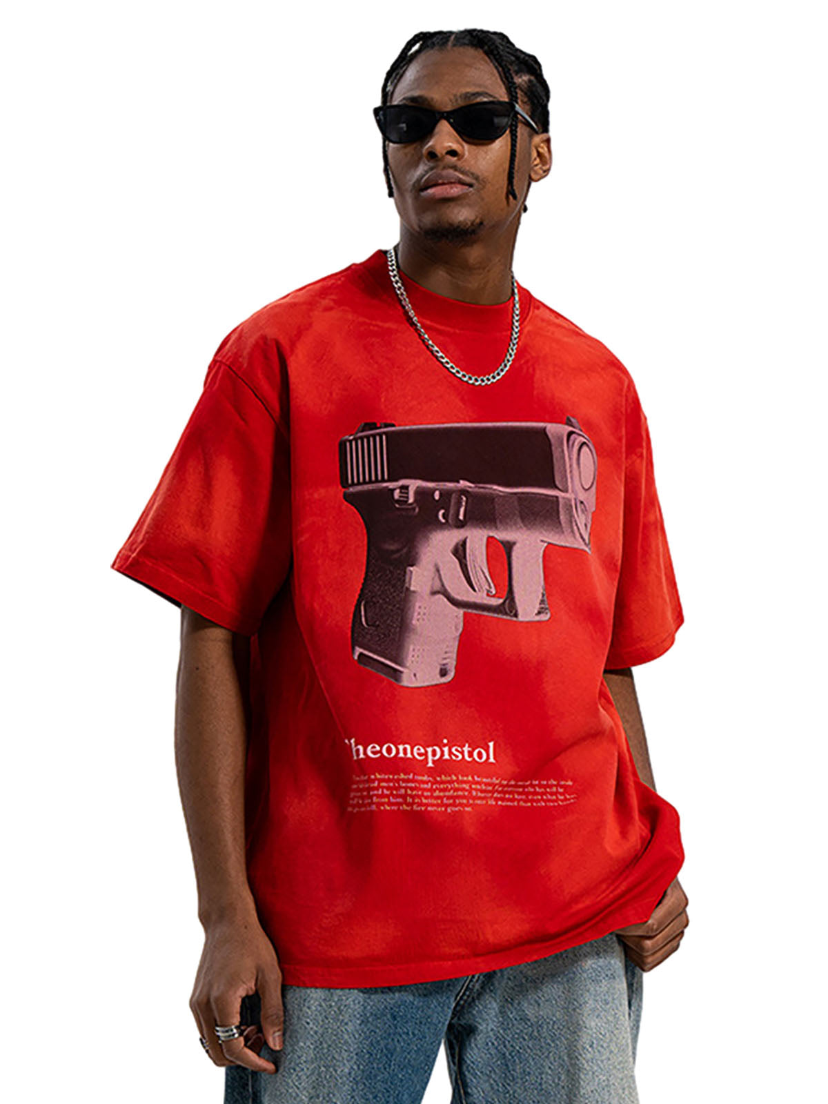 Graphic Gun Print T-Shirt - Bold Statement for Urban Style 