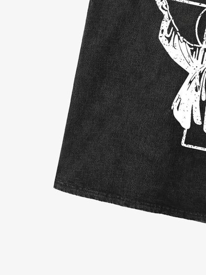 Distressed Cross Graphic Vest 