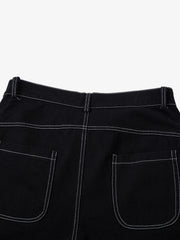 Deconstructed Contrast Embroidered Baggy Jeans - 2330 