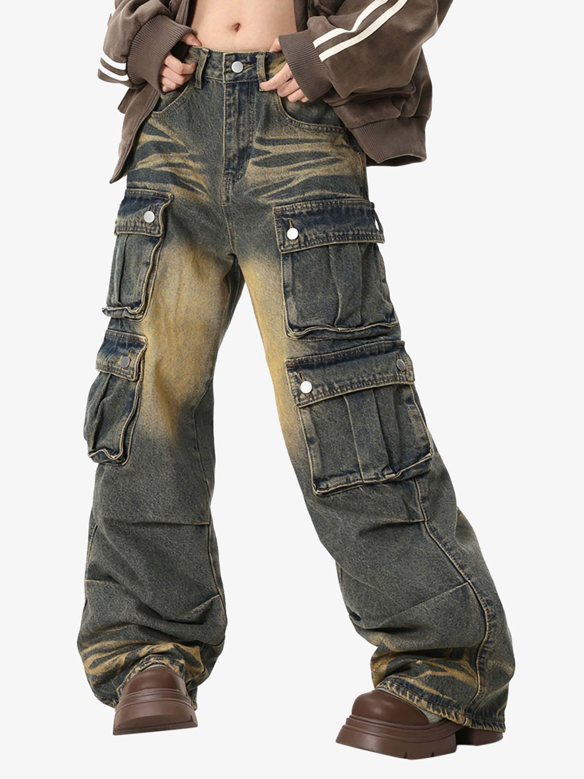 Thesupermade Multi-pocket Cargo Jeans - 1919 
