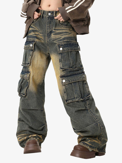 Thesupermade Multi-pocket Cargo Jeans - 1919 