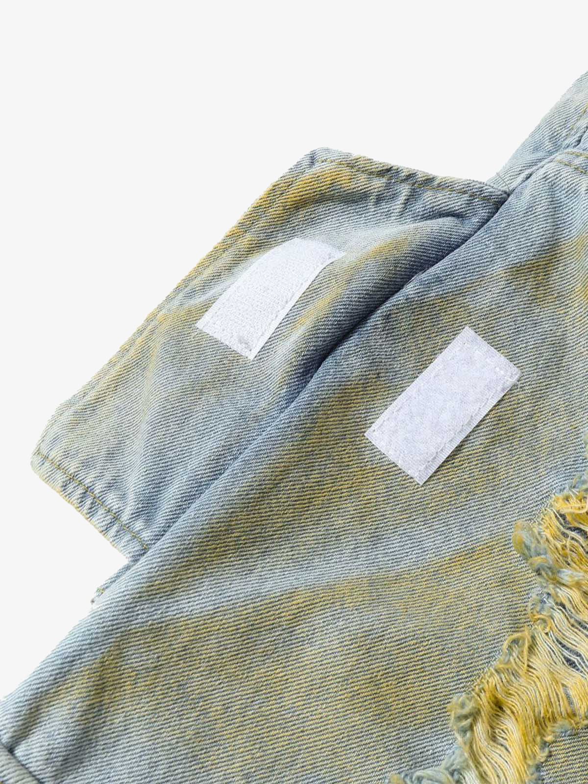 Distressed Tie-Dye Denim Shorts 