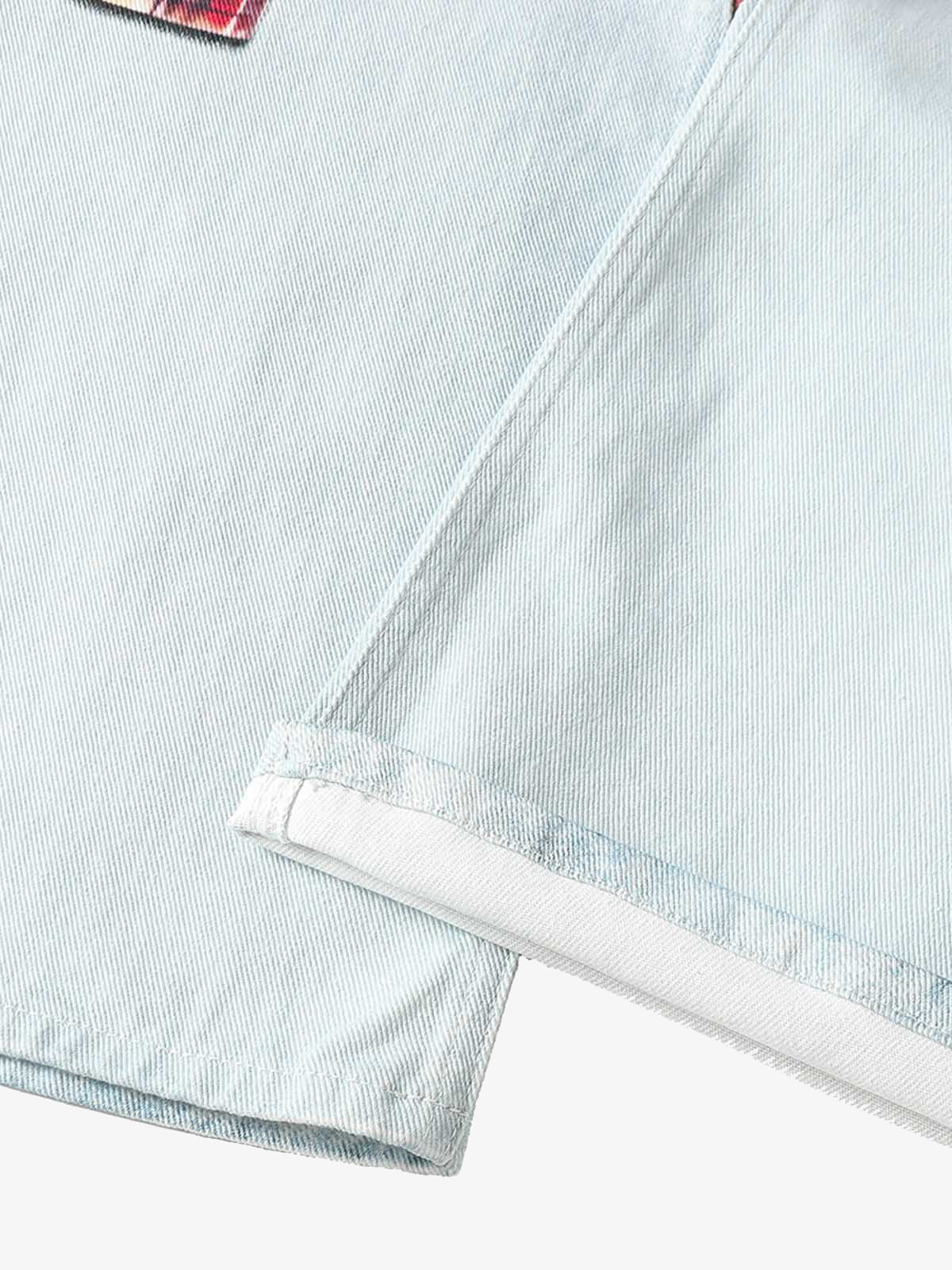 Plaid Print Baggy Jeans 