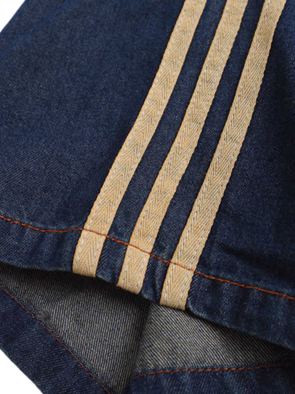 Vintage Distressed Washed Gradient Denim T-shirt 